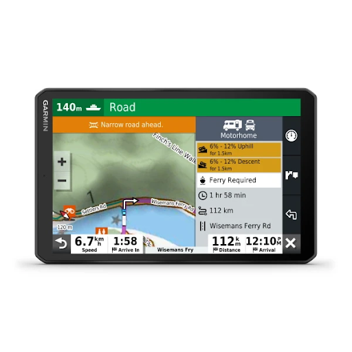 Garmin RV 890 GPS showing custom truck routing