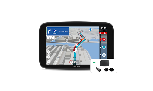 TomTom GO Expert Plus GPS for trucks, 7‑inch screen showing bridge height warnings