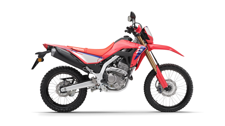 Honda CRF300L dual sport motorcycle 2025, which is a beginner-friendly bike.