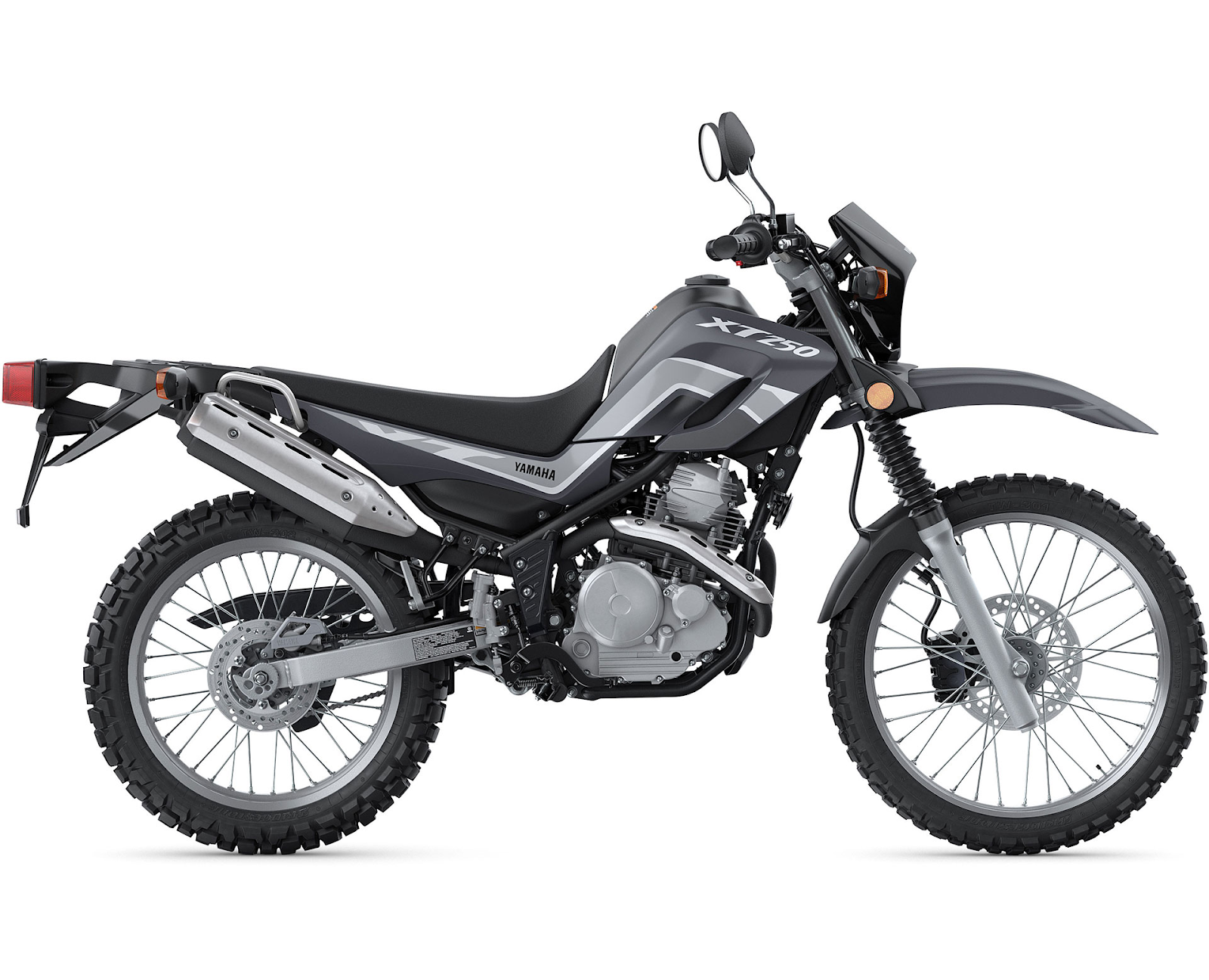 Yamaha XT250 2025 beginner-friendly dual sport motorcycle with low seat height.